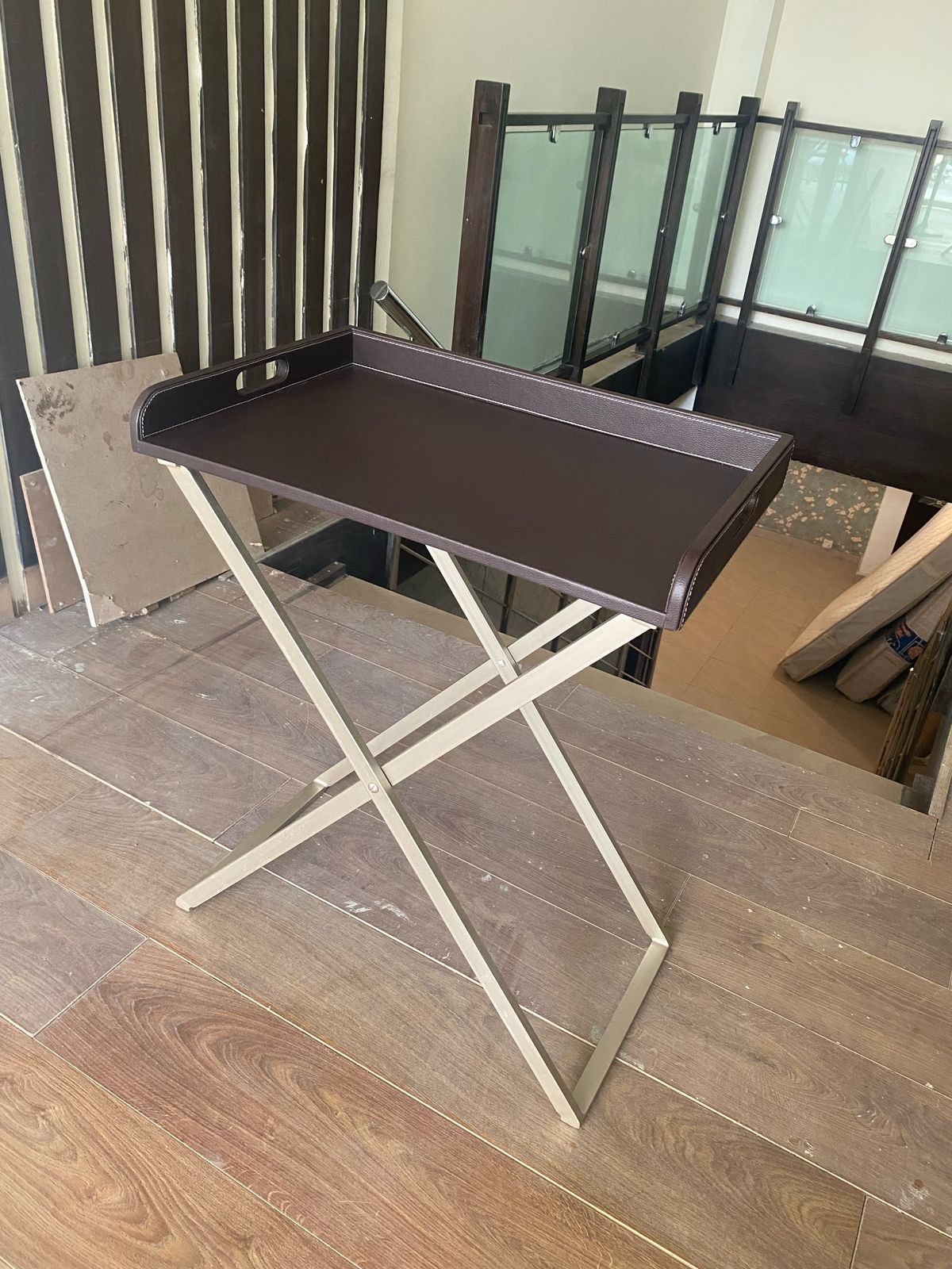 Custom Table With a Metal Base (Brown)