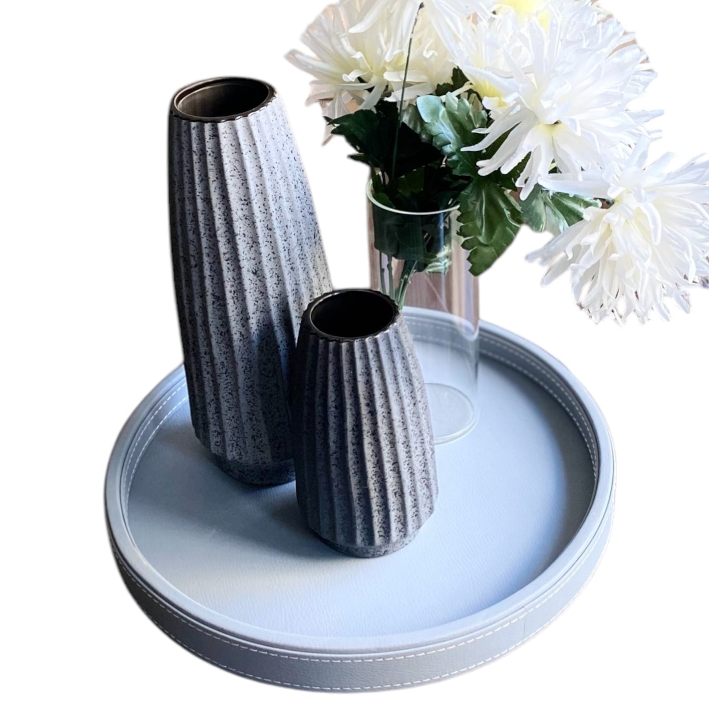 IZNIK Round Decorative Tray 15" (Grey)