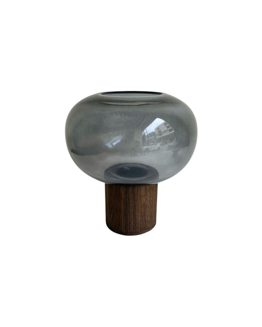 K-Berg  Glass & Wood Vase 9”