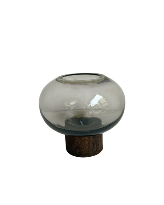 K-Berg  Glass & Wood Vase 6”