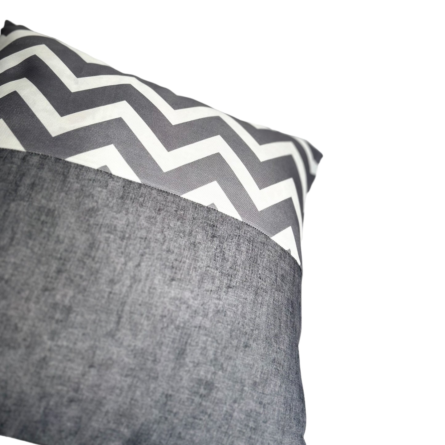 ASPEN Set of 2 Grey Stripe & Plain Cushion Cover 18"