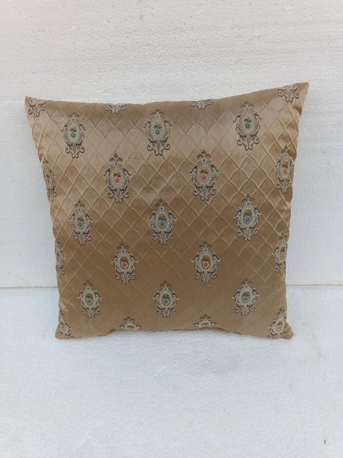 Original warm taupe embroidered filled cushion
