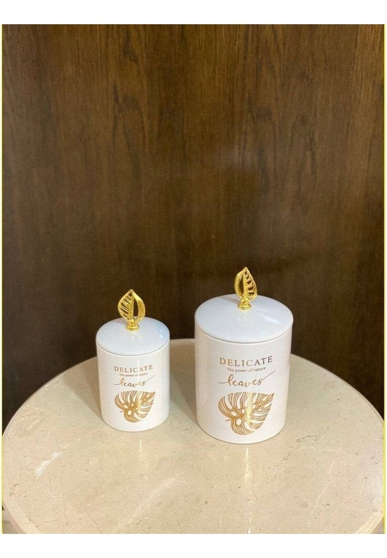 AMASYA White leaves jar Large The Tray Store