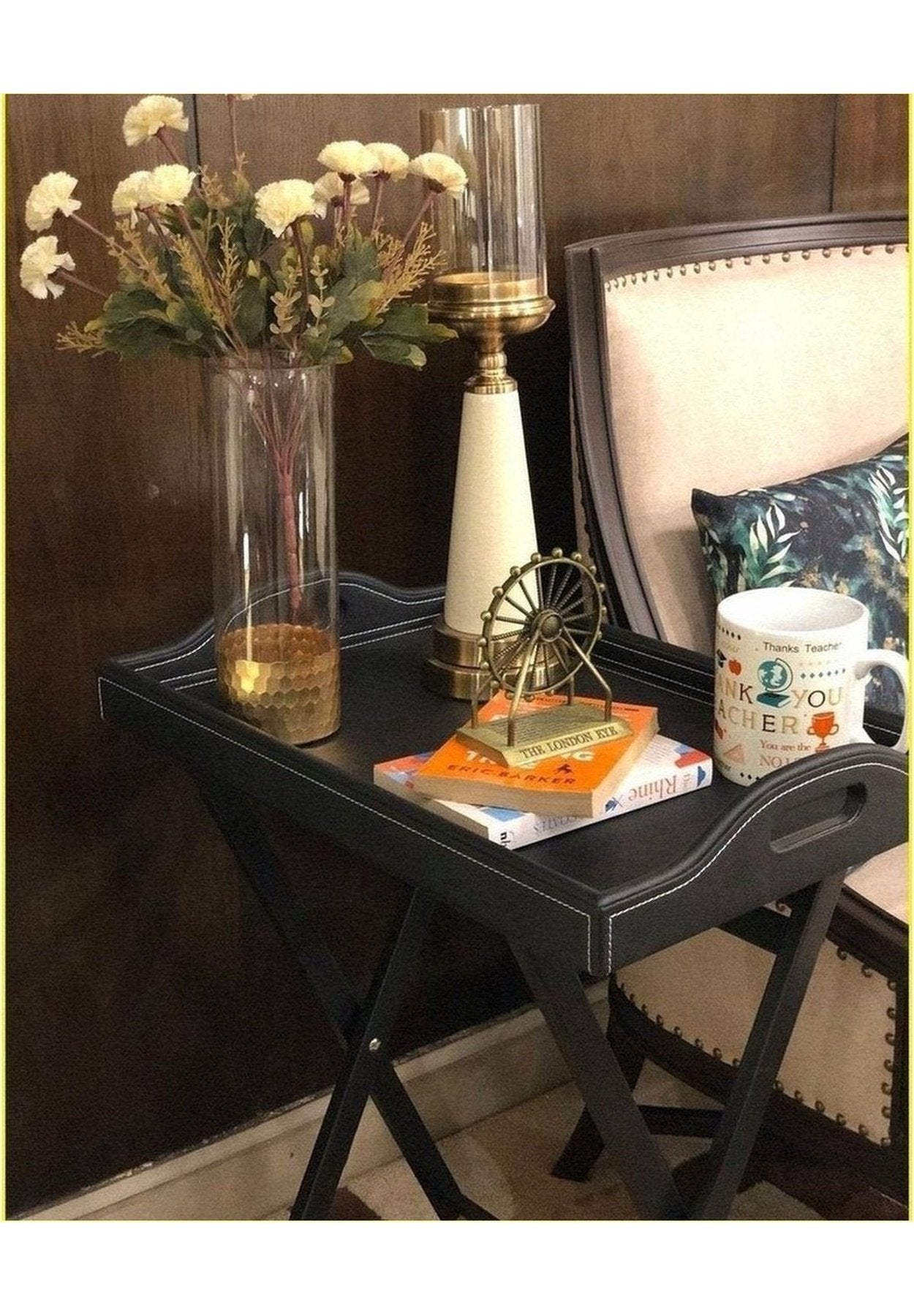 IZNIK flower vase with Antique golden base Large The Tray Store