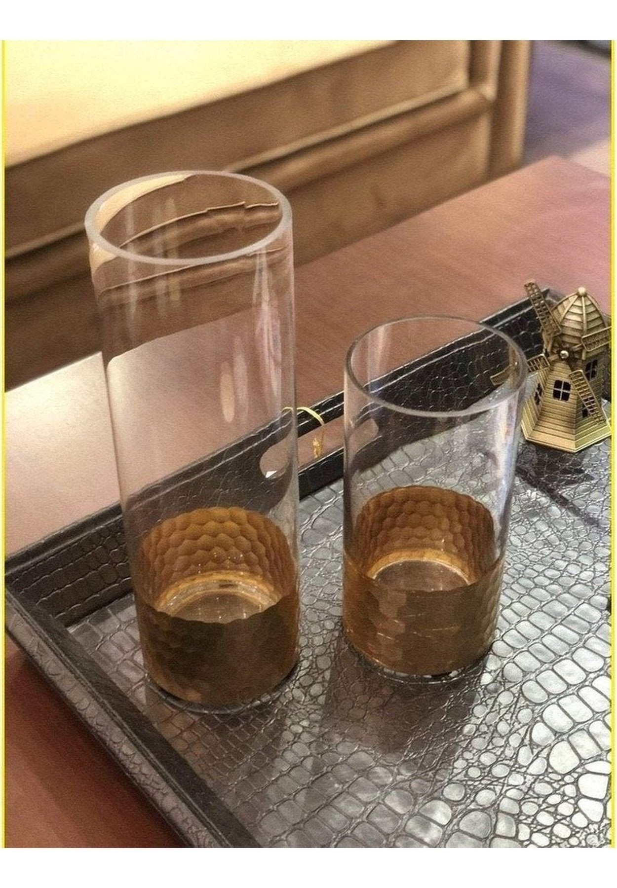 IZNIK flower vase with Antique golden base Large The Tray Store