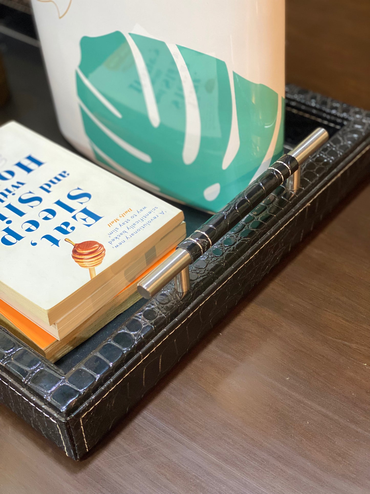 IZNIK Rectangle Decorative Tray Large (Black)