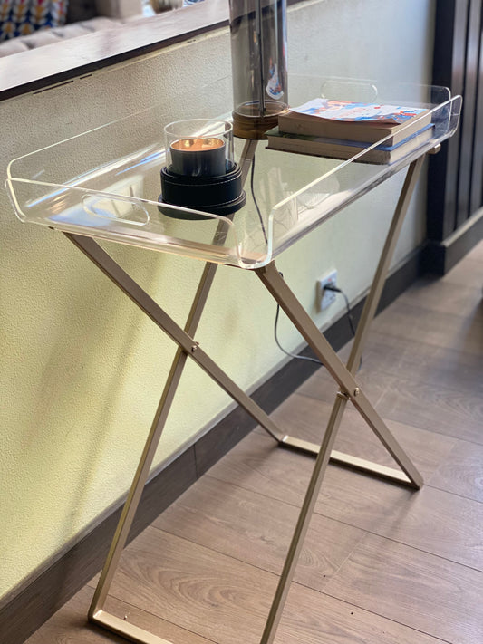 IZNIK Acrylic Table  With a Folding Metal Base