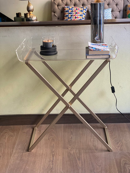 IZNIK Acrylic Table  With a Folding Metal Base