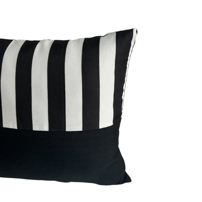 ASPEN  Set of 2 Black Stripe & Plain Cushion Cover 18"