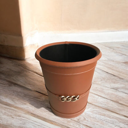 THETH Faux Leather Dustbin (Copper Brown)