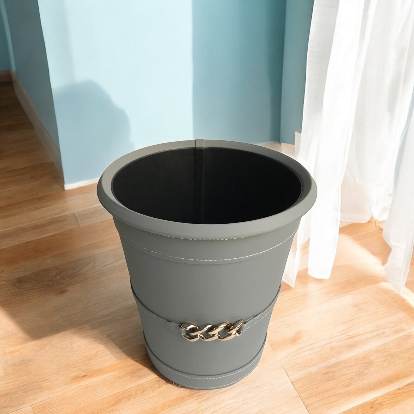 THETH Faux Leather Dustbin (Grey)