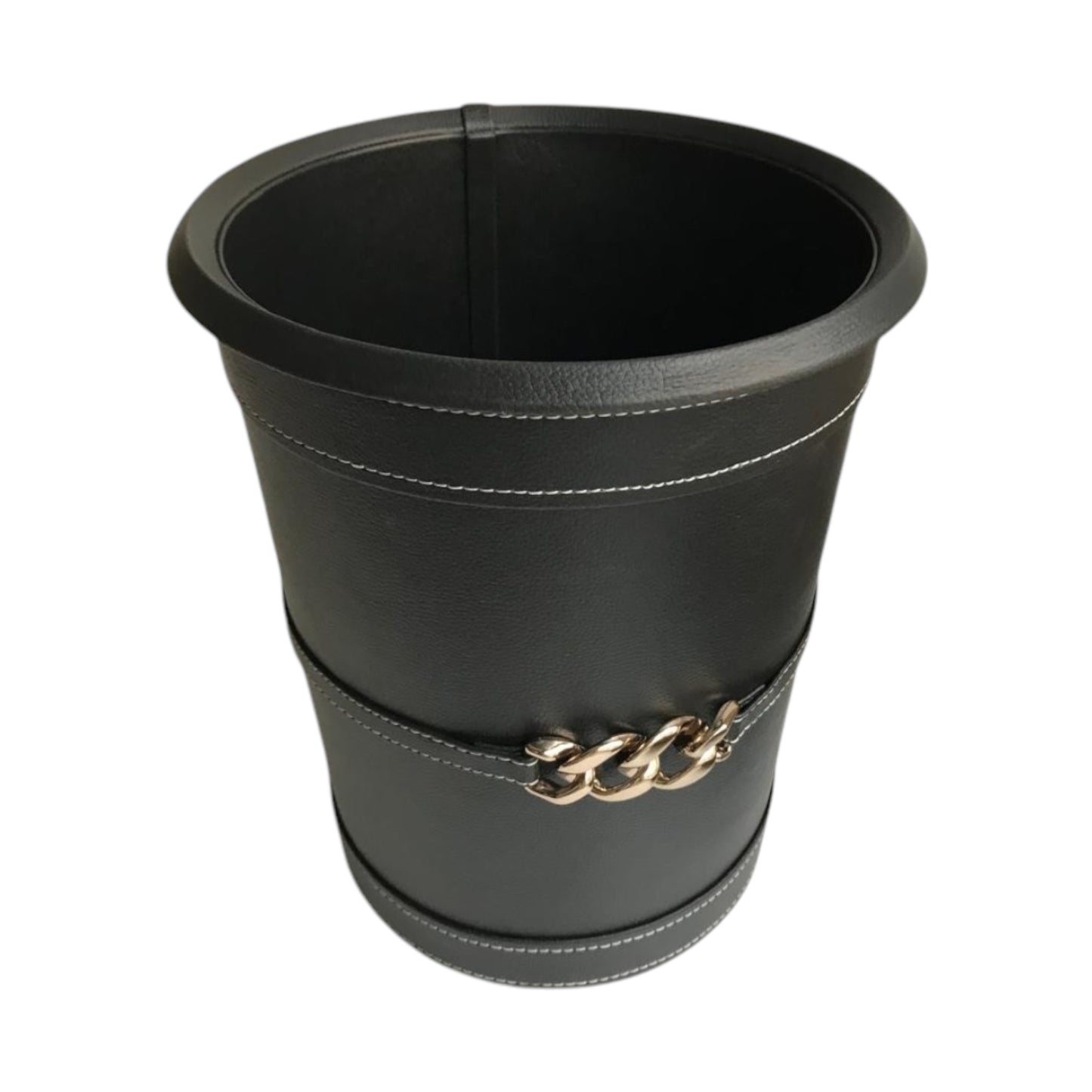 THETH Faux Leather Dustbin (Black)