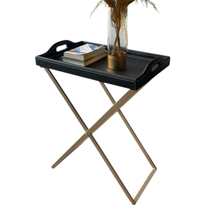 ASPEN Table With a Foldable Metal Base (Black)