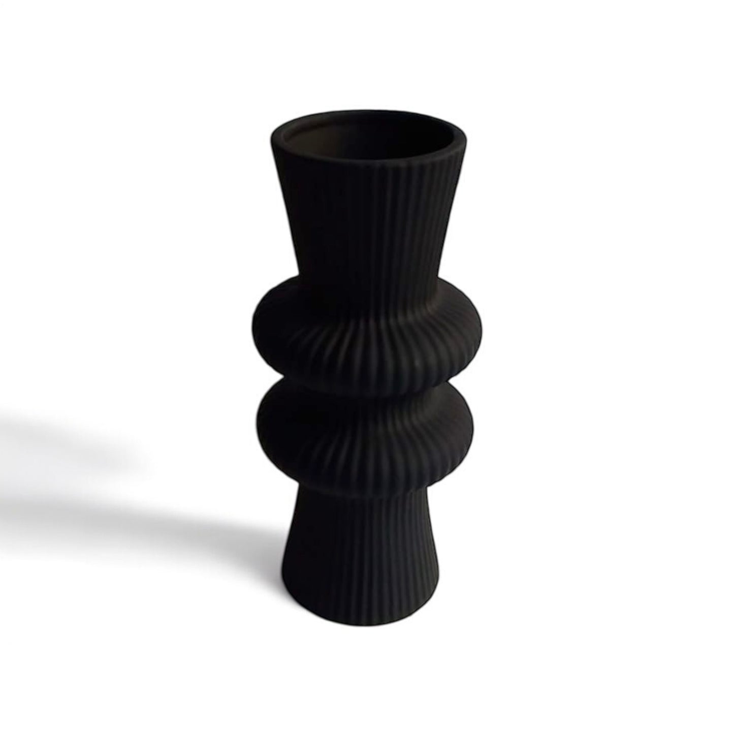 Nordik Black Ribbed Vase