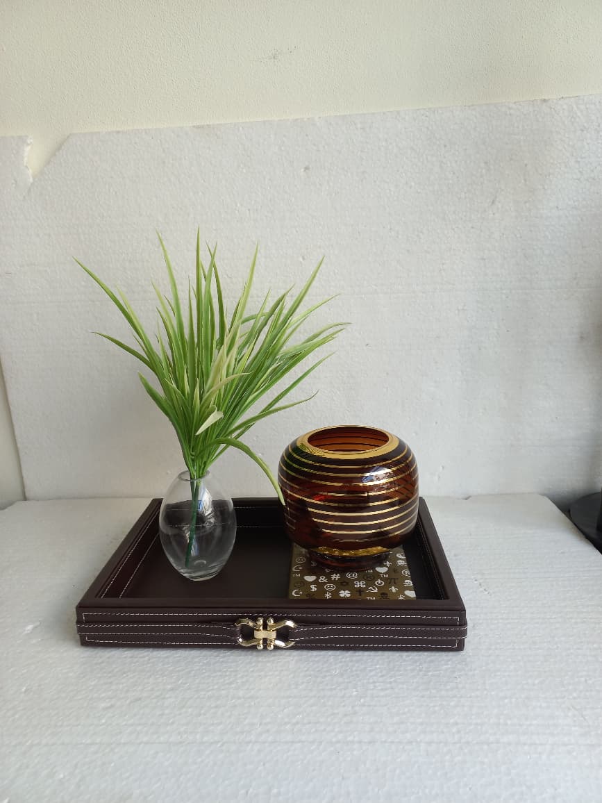 AYDER Rectangle Decorative Tray (Brown)