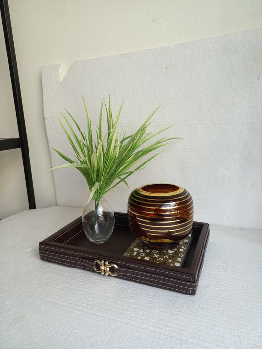 AYDER Rectangle Decorative Tray (Brown)