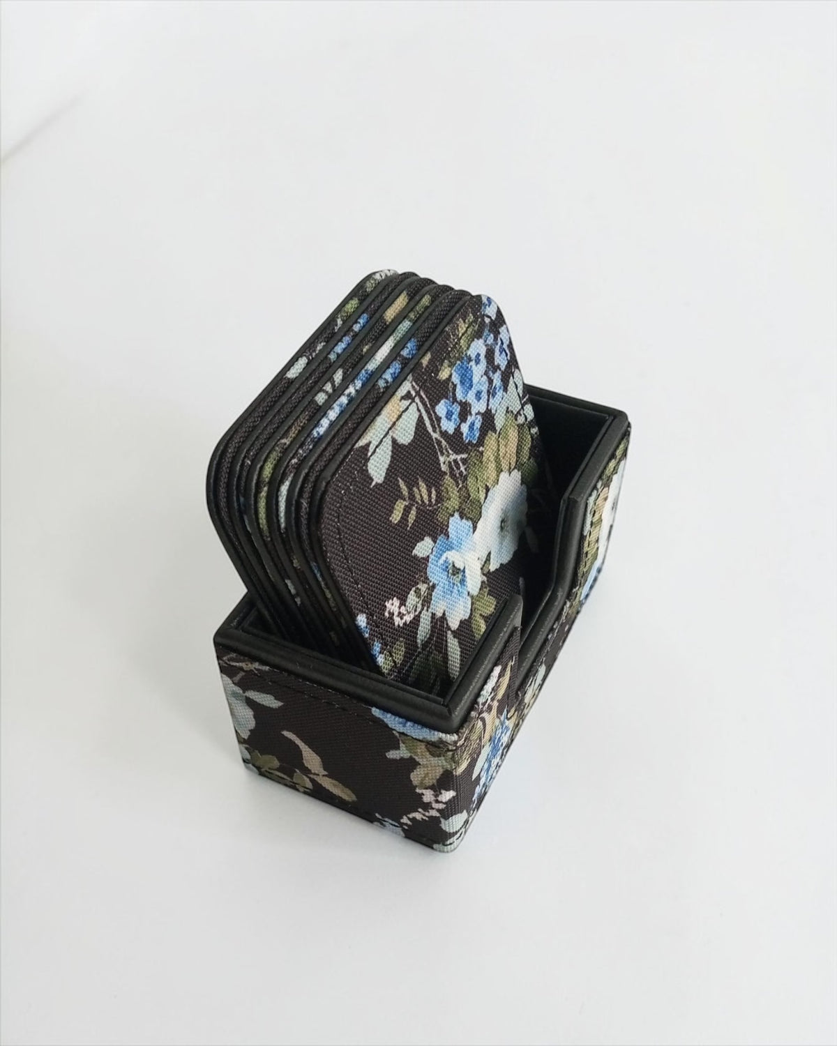 VELORA Coasters Set of 6 Coasters  Black (Square)
