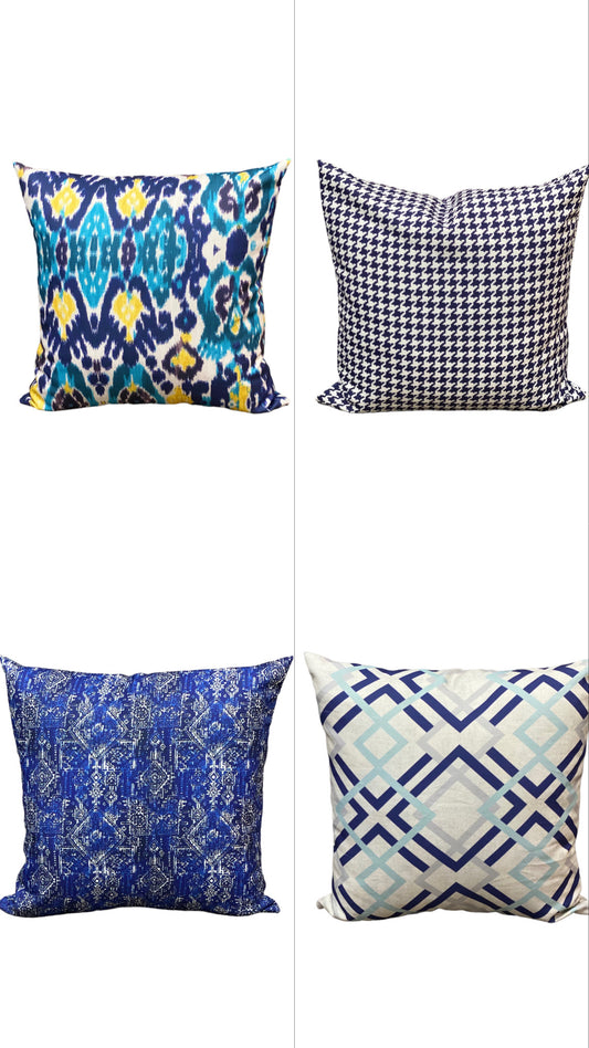 ASPEN Blue Cushions set of 4 Covers 18"