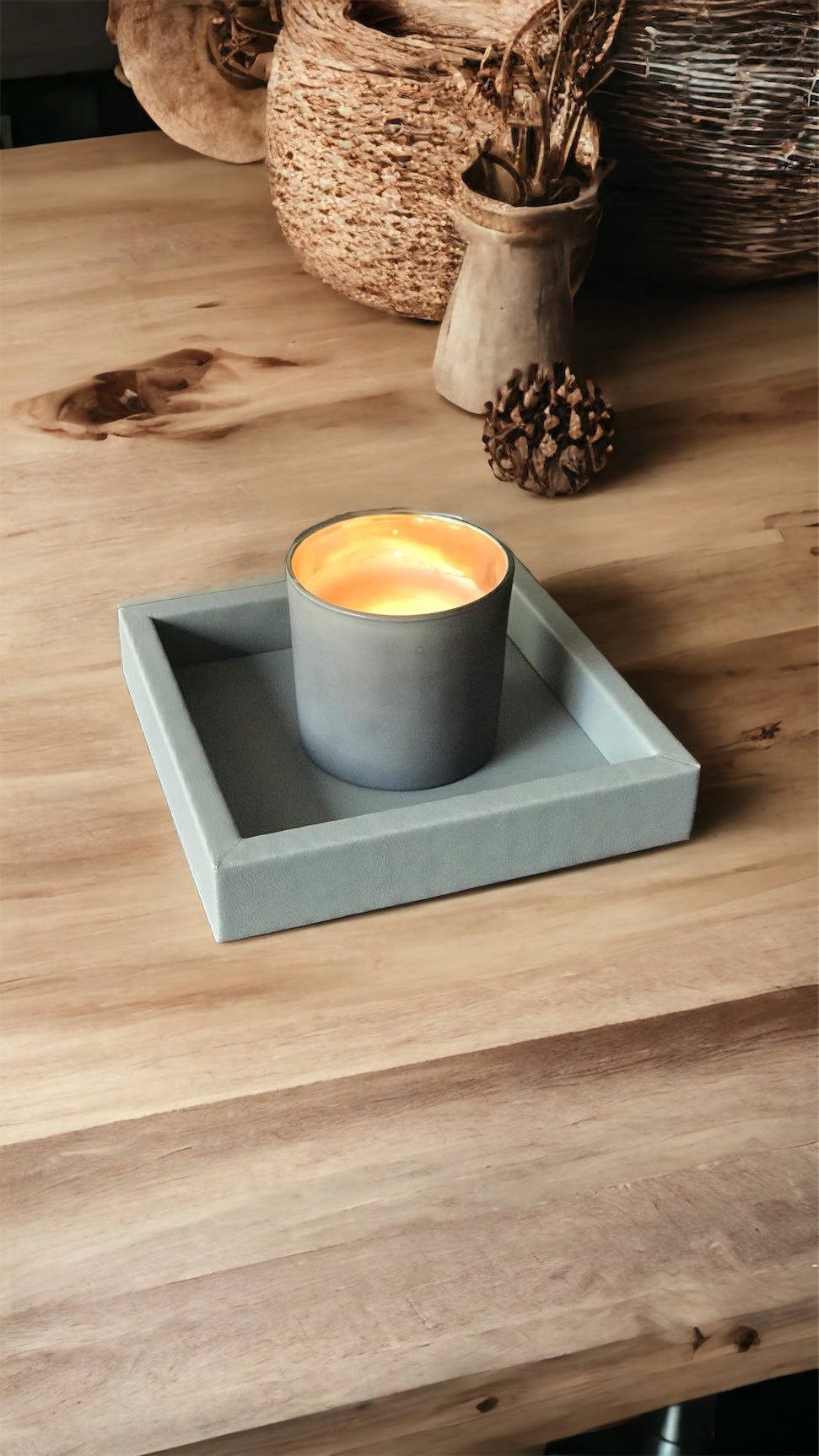 AYDER Candle / Candle Holder  Small Tray (Grey)