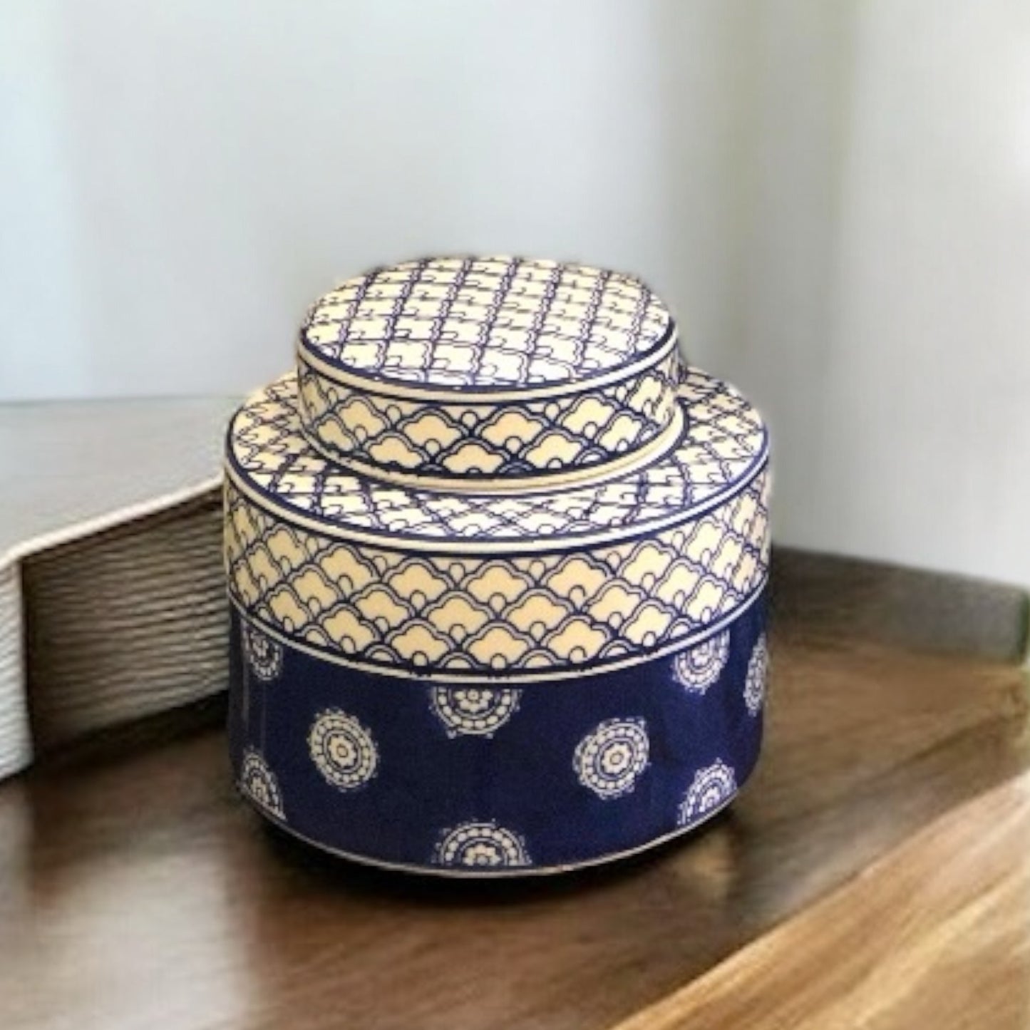 IZNIK Blue & White Jar  with Lid (Small)