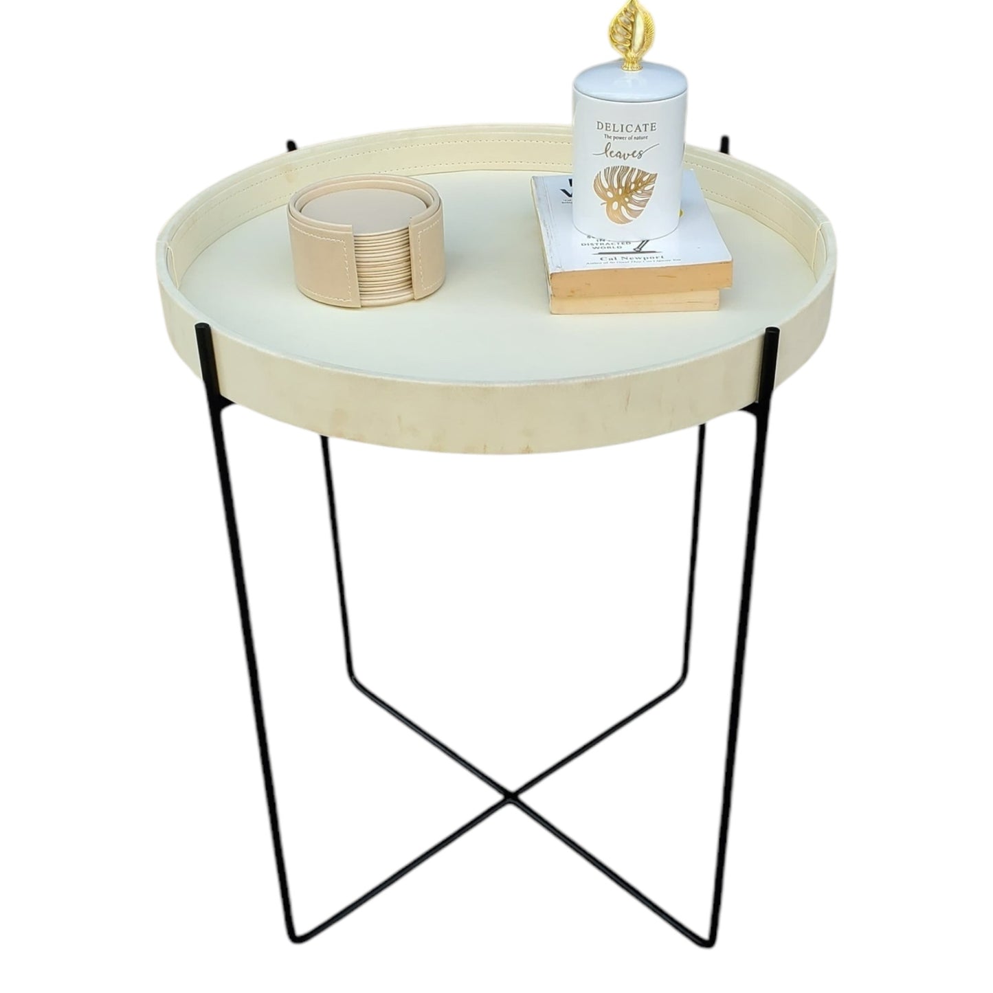 Sirince Metal Base with Removable Tray Table (Beige)