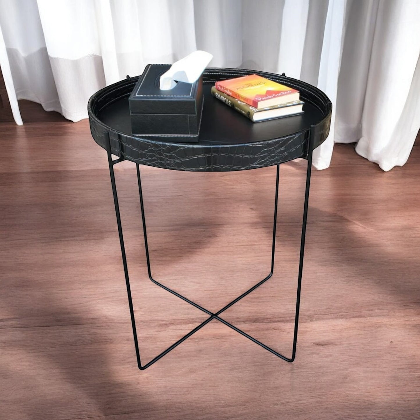 Sirince Metal Base Tray Table (Black)