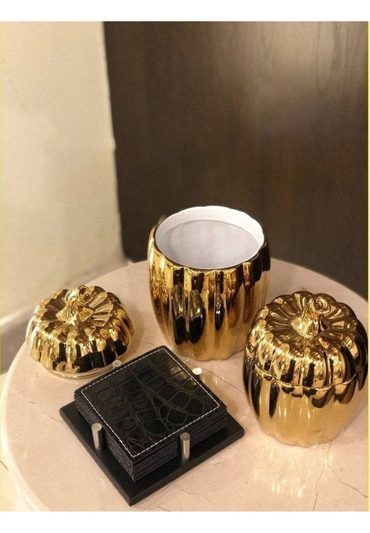 ASPEN Golden Ceramic jar The Tray Store