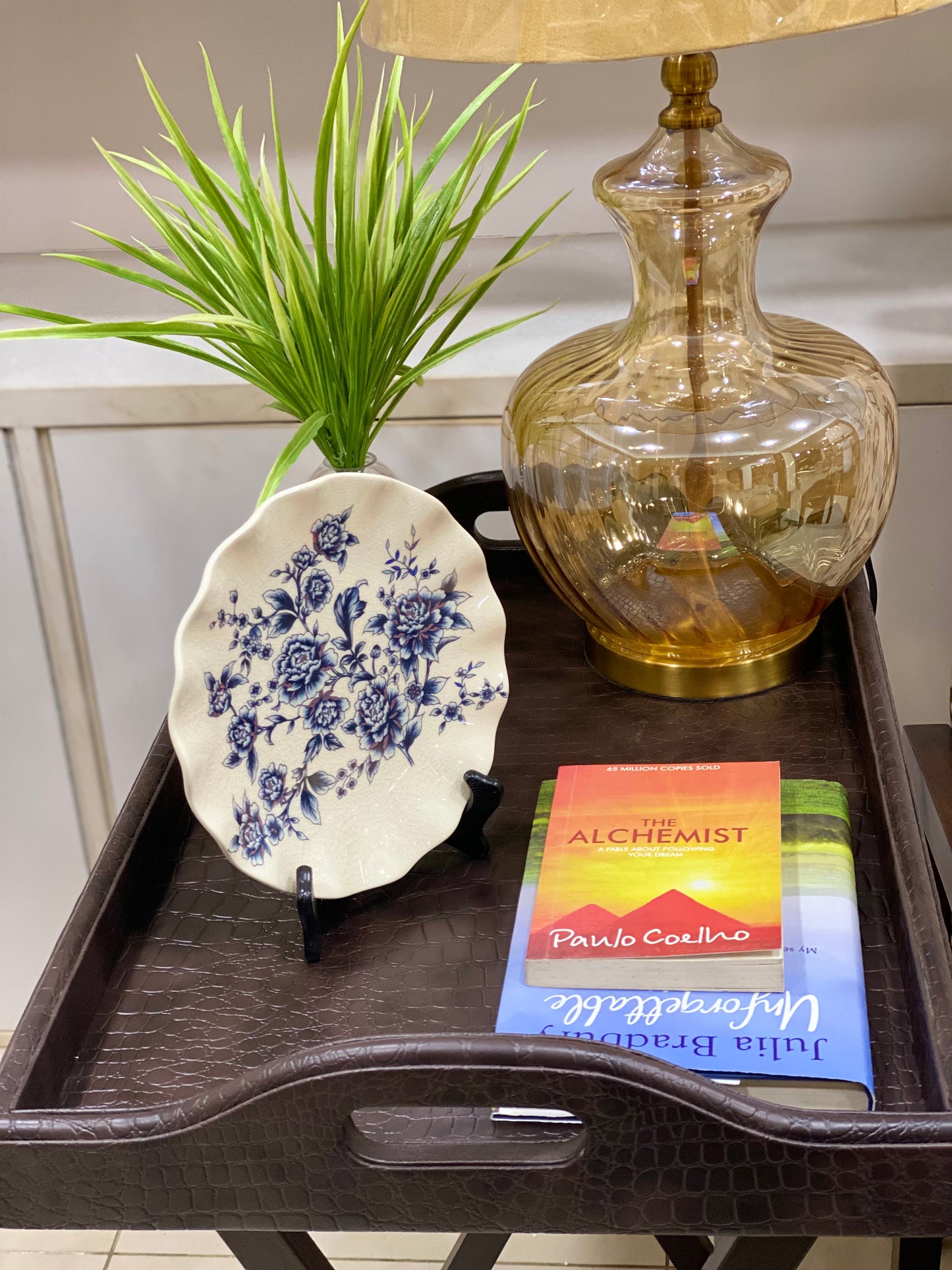 ASPEN Blue & White Floral Plate with Stand